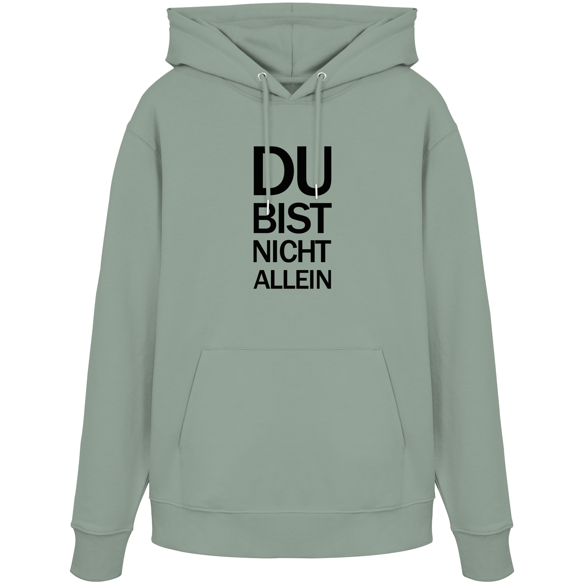 Aloe Organic Hoodie mit dem schwarzen Aufdruck Du bist nicht allein