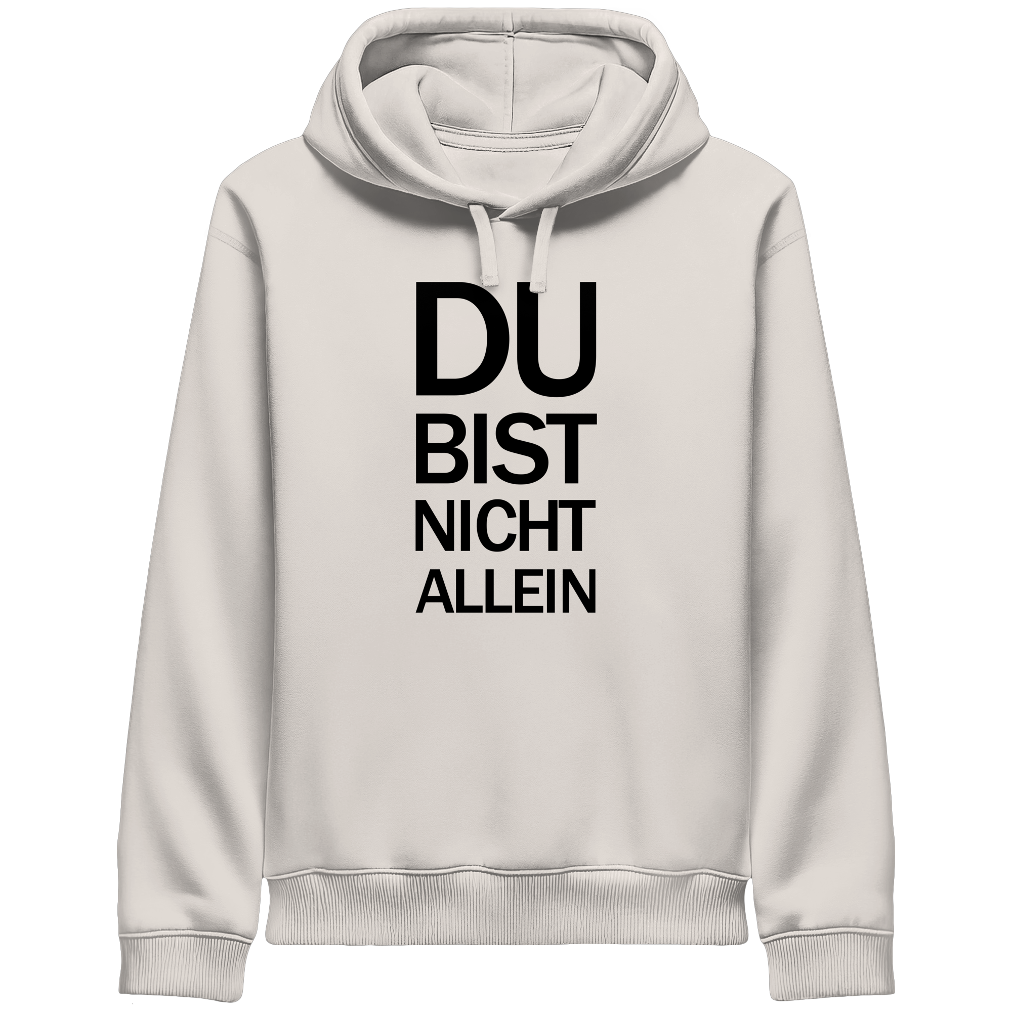 Vintage White Organic Side Pocket Hoodie mit dem schwarzen Aufdruck Du bist nicht allein