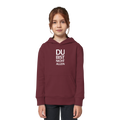 Burgundy Kids Organic Hoodie mit dem weissen Aufdruck Du bist nicht allein