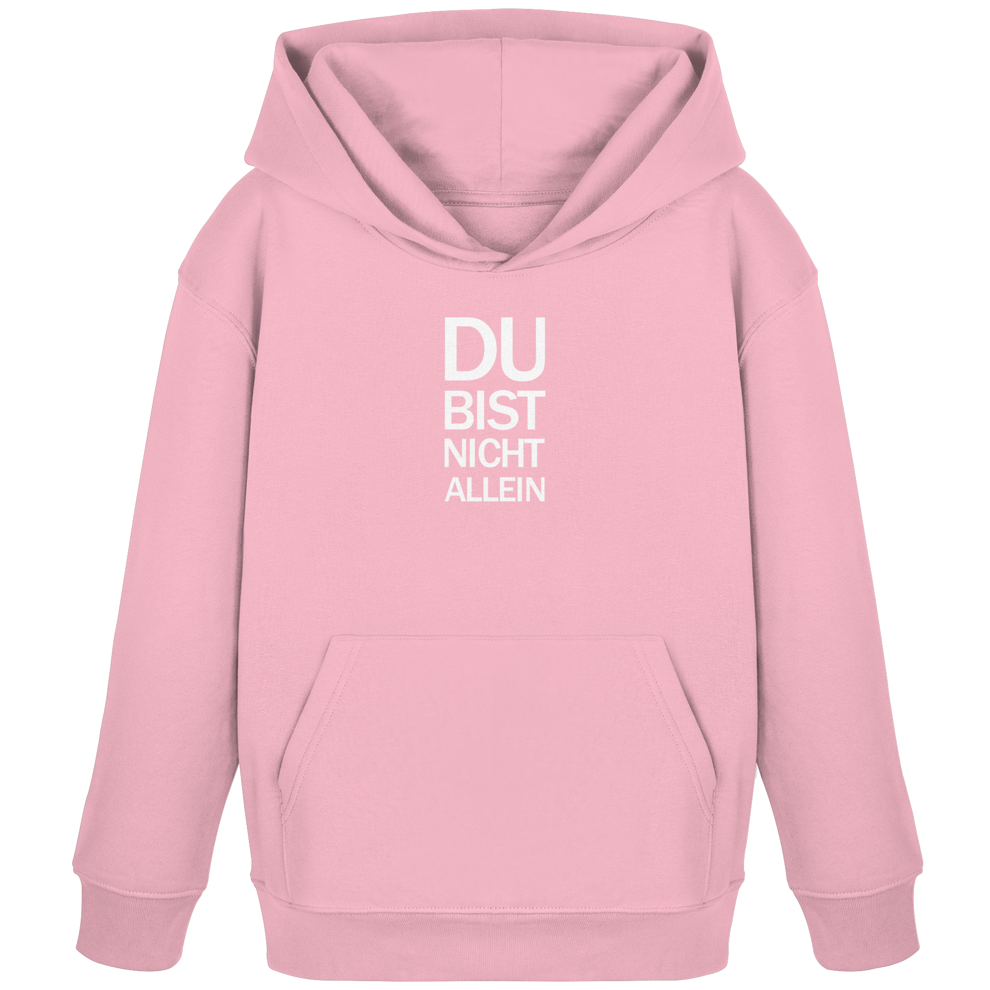 Cotton Pink Kids Organic Hoodie mit dem weissen Aufdruck Du bist nicht allein