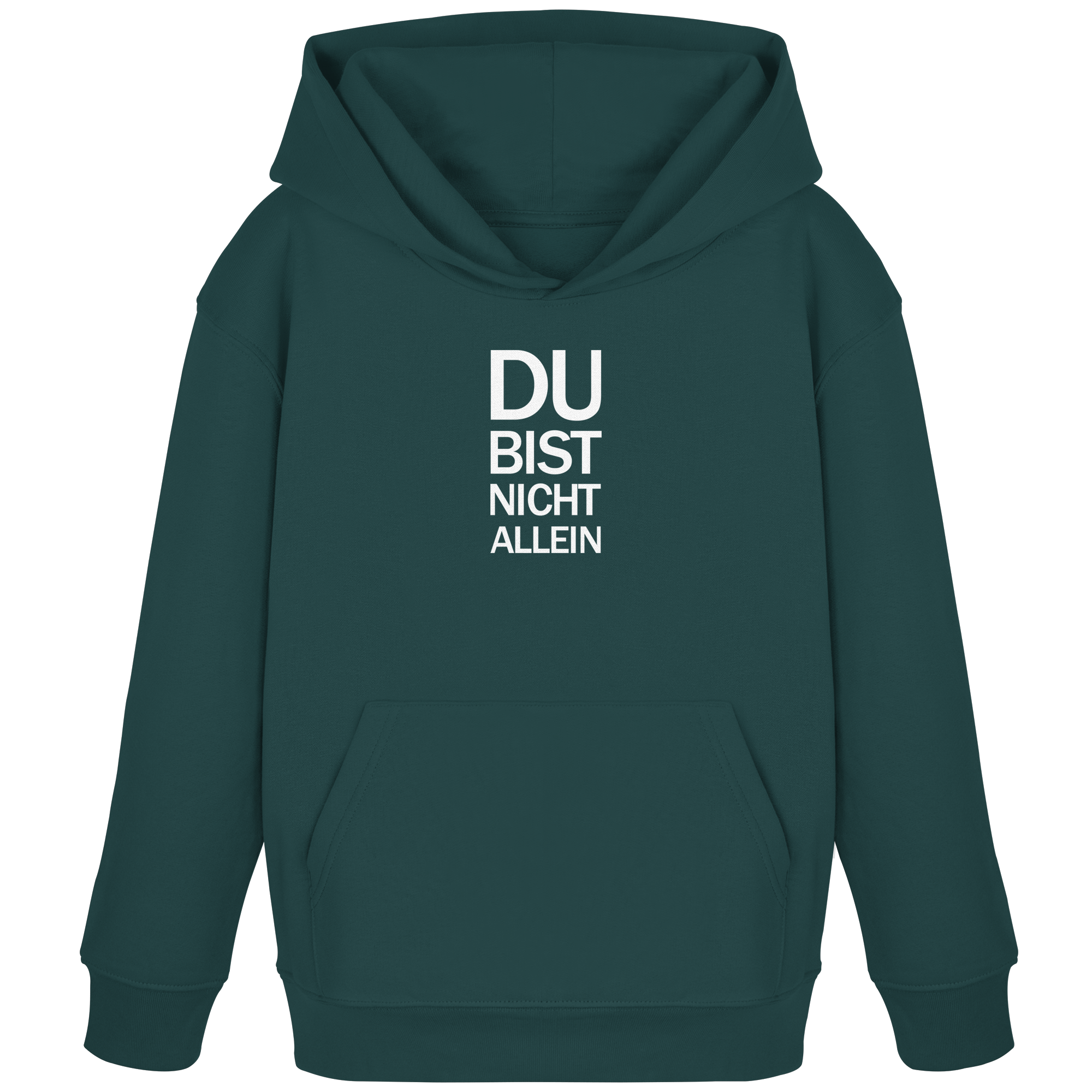Glazed Green Kids Organic Hoodie mit dem weissen Aufdruck Du bist nicht allein