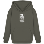 Khaki Kids Organic Hoodie mit dem weissen Aufdruck Du bist nicht allein