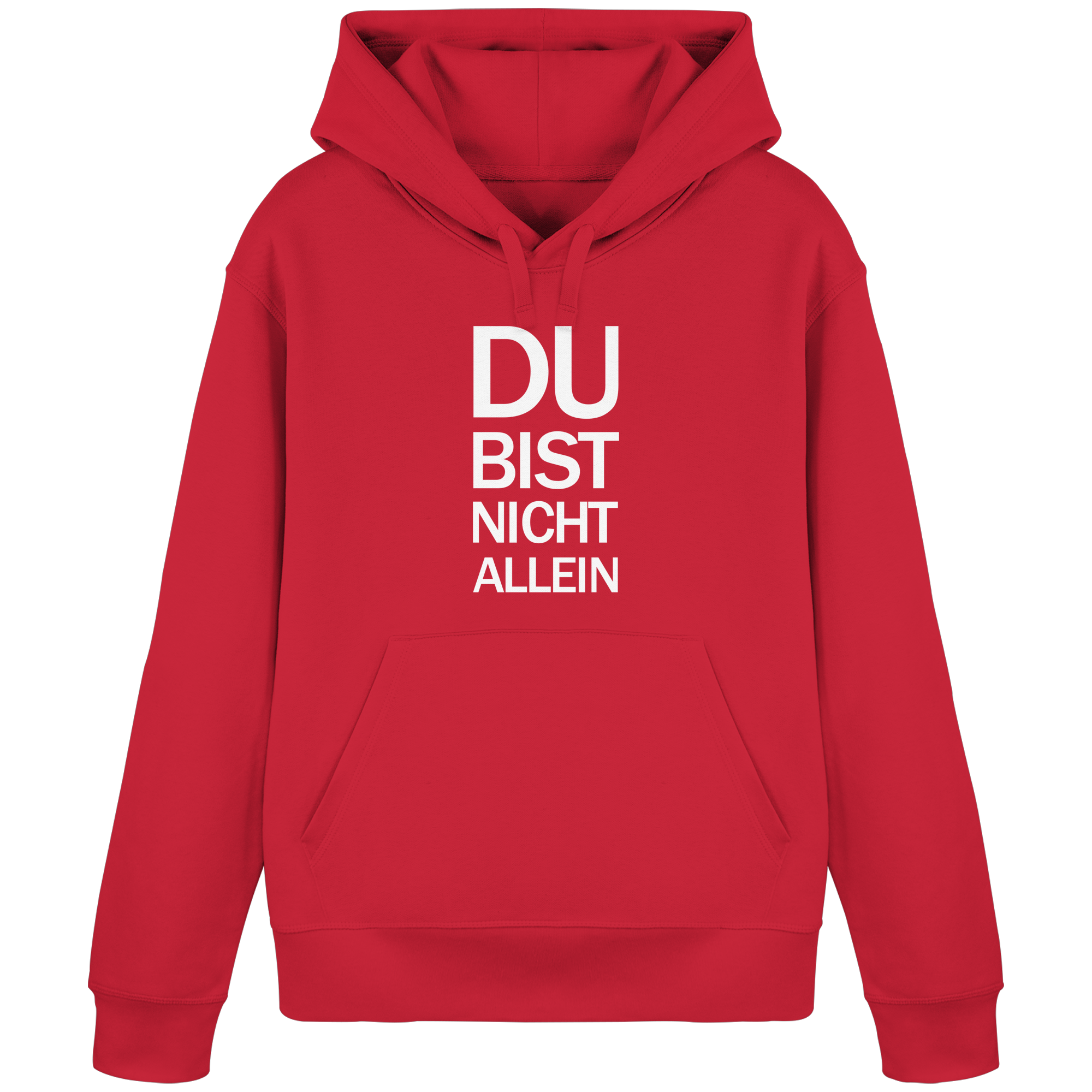 Red Organic Basic Hoodie mit dem weissen Aufdruck Du bist nicht allein