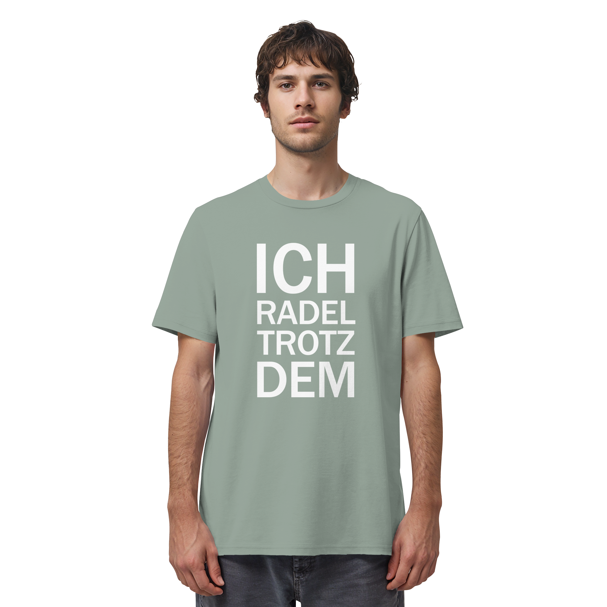 Aloe Organic-Shirt mit dem weissen Aufdruck Ich radel trotzdem