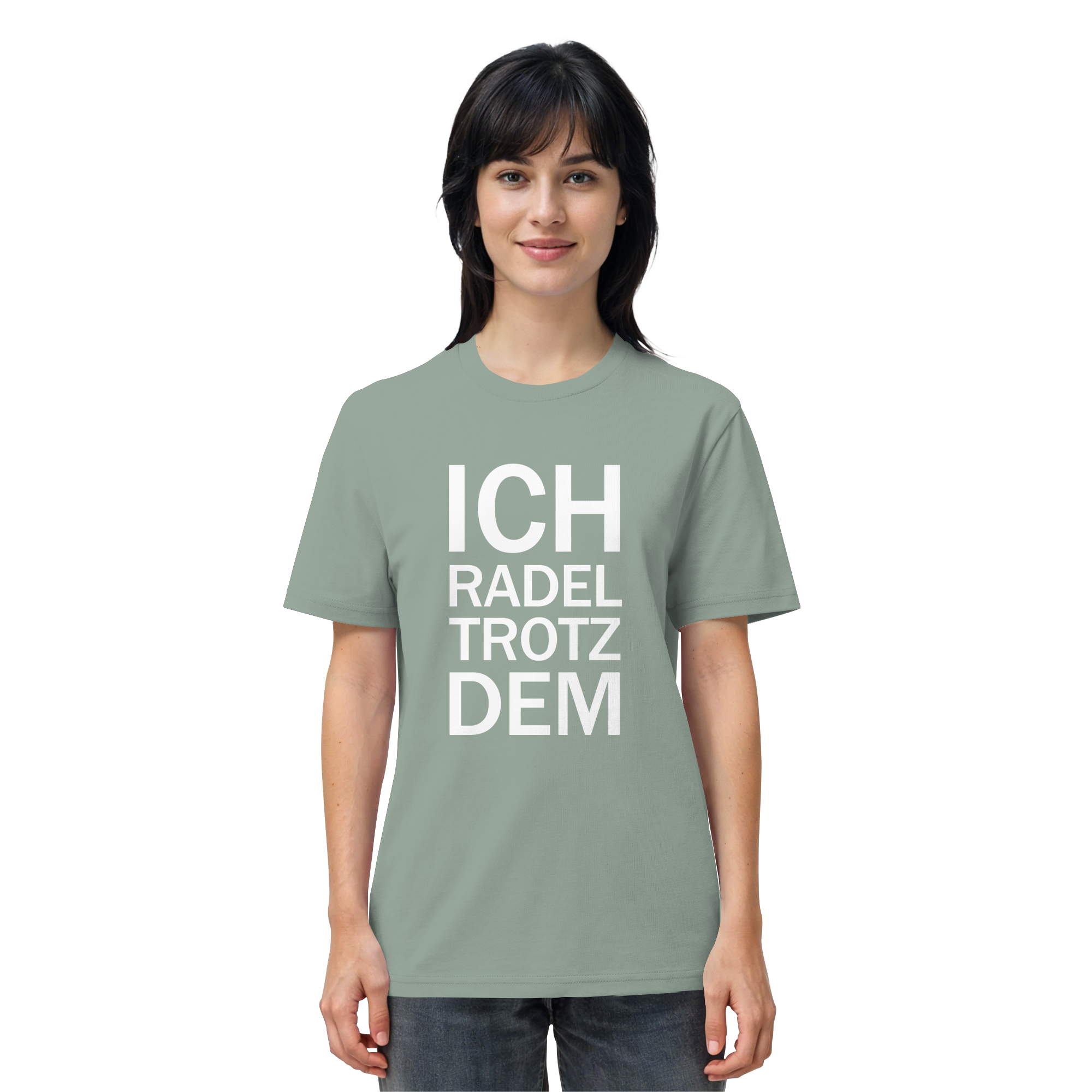 Aloe Organic-Shirt mit dem weissen Aufdruck Ich radel trotzdem