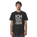 Black Organic-Shirt mit dem weissen Aufdruck Ich radel trotzdem