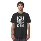 Black Organic-Shirt mit dem weissen Aufdruck Ich radel trotzdem