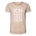 Fraiche Peche Organic-Shirt mit dem weissen Aufdruck Ich radel trotzdem