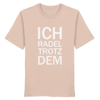 Fraiche Peche Organic-Shirt mit dem weissen Aufdruck Ich radel trotzdem