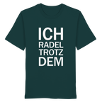 Glazed Green Organic-Shirt mit dem weissen Aufdruck Ich radel trotzdem