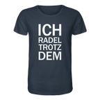 India Ink Grey Organic-Shirt mit dem weissen Aufdruck Ich radel trotzdem