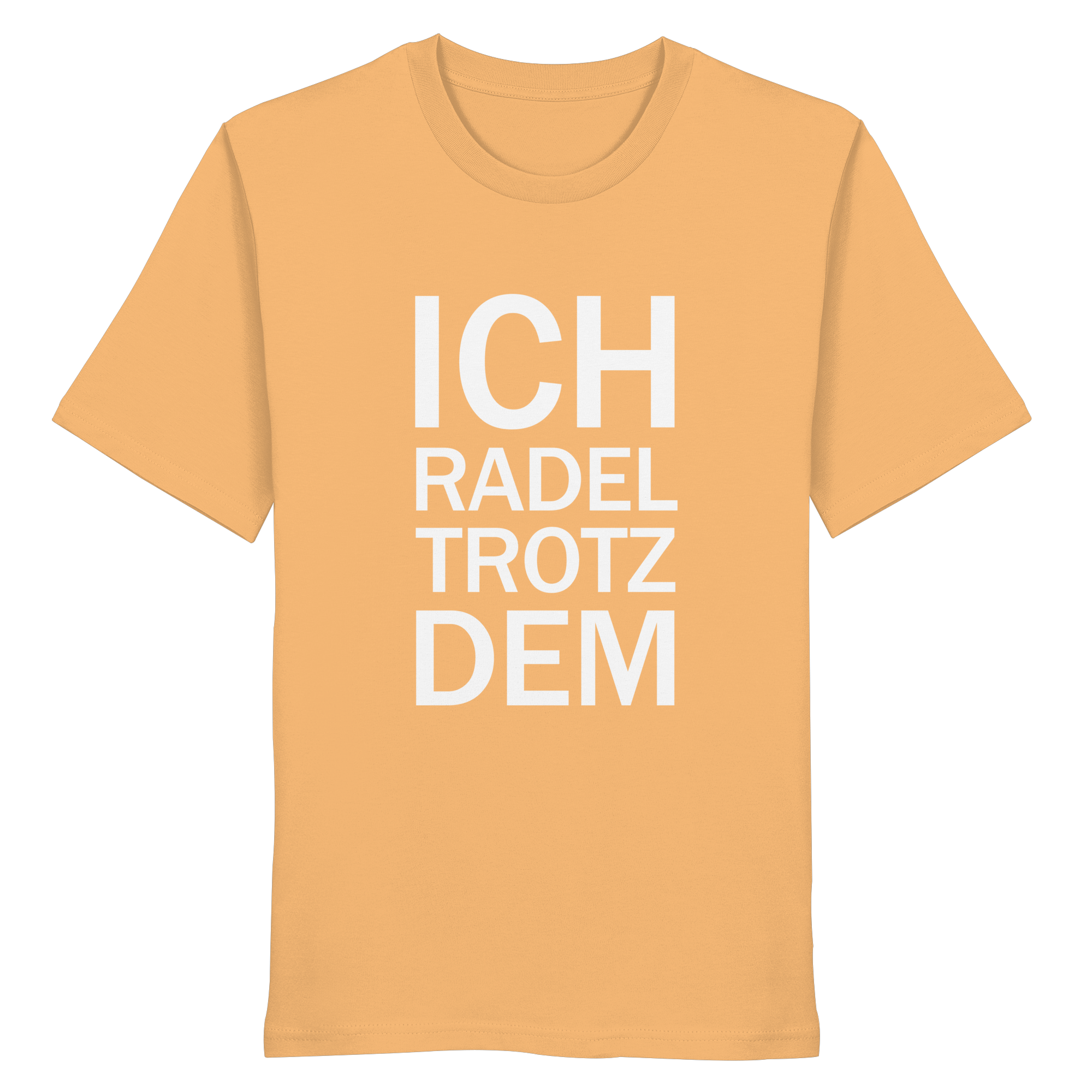 Nispero Organic-Shirt mit dem weissen Aufdruck Ich radel trotzdem