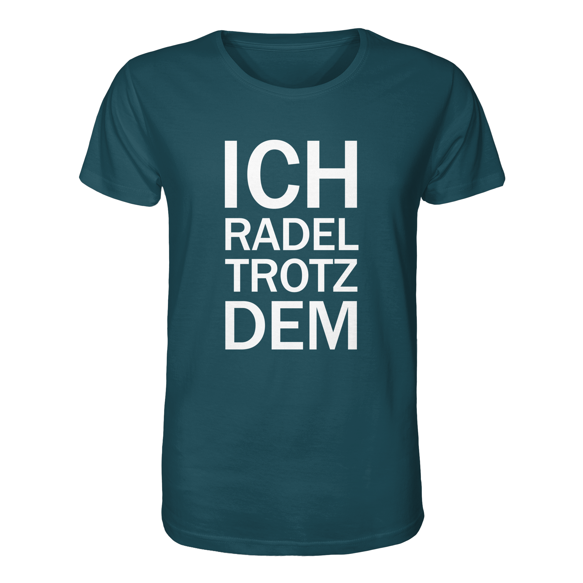 Stargazer Organic-Shirt mit dem weissen Aufdruck Ich radel trotzdem