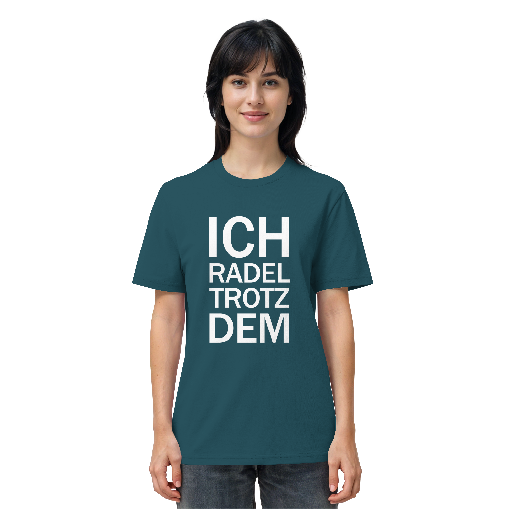 Stargazer Organic-Shirt mit dem weissen Aufdruck Ich radel trotzdem