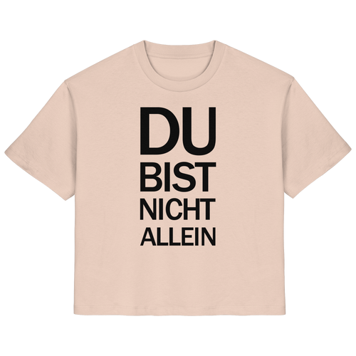 Frischer Pfirsich Bio-Ladies-Shirt mit dem schwarzen Aufdruck Du bist nicht allein