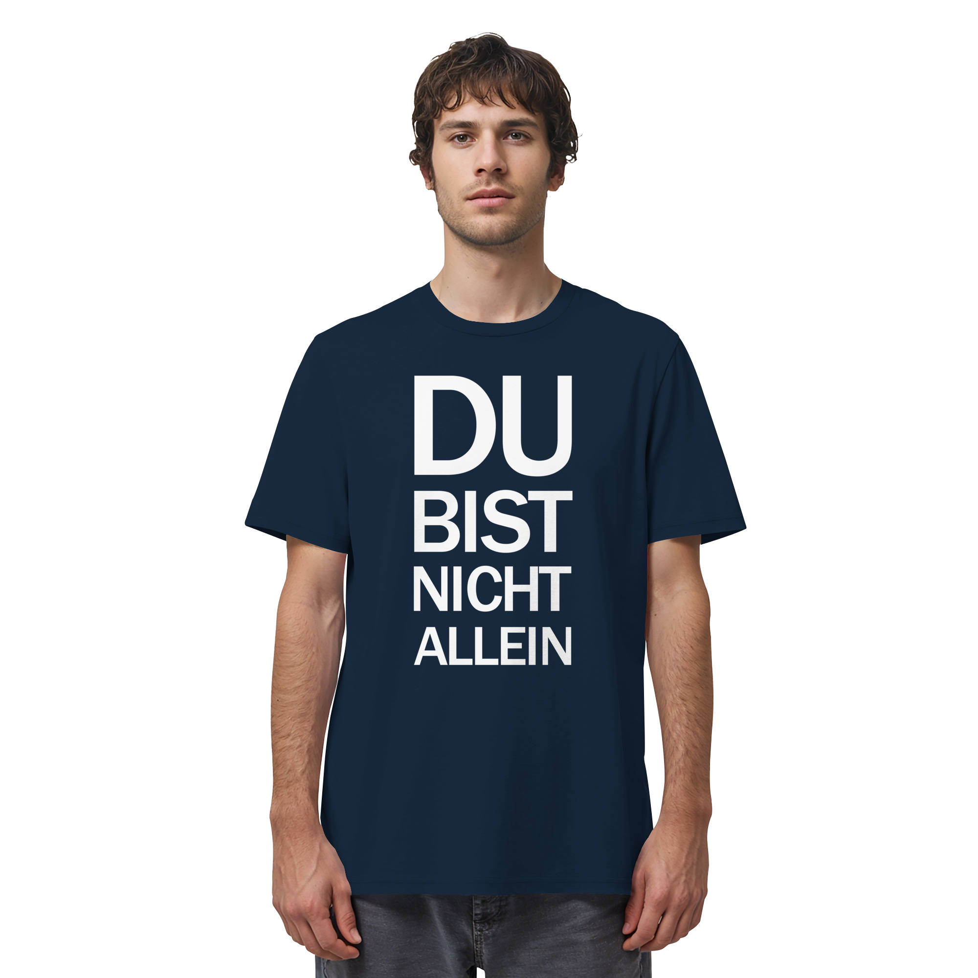 French Navy Organic Shirt mit dem weissen Aufdruck Du bist nicht allein
