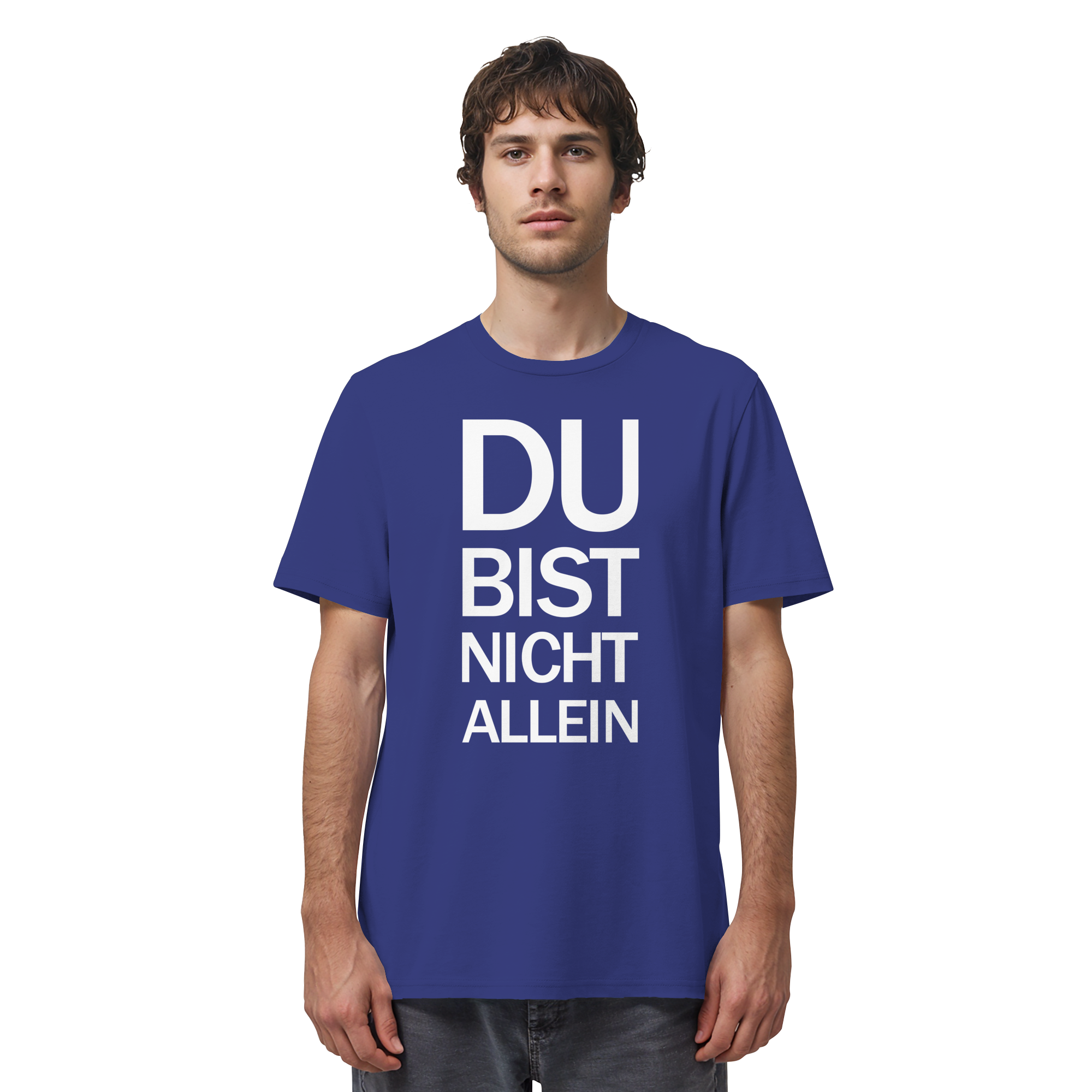 Worker Blue Organic Shirt mit dem weissen Aufdruck Du bist nicht allein