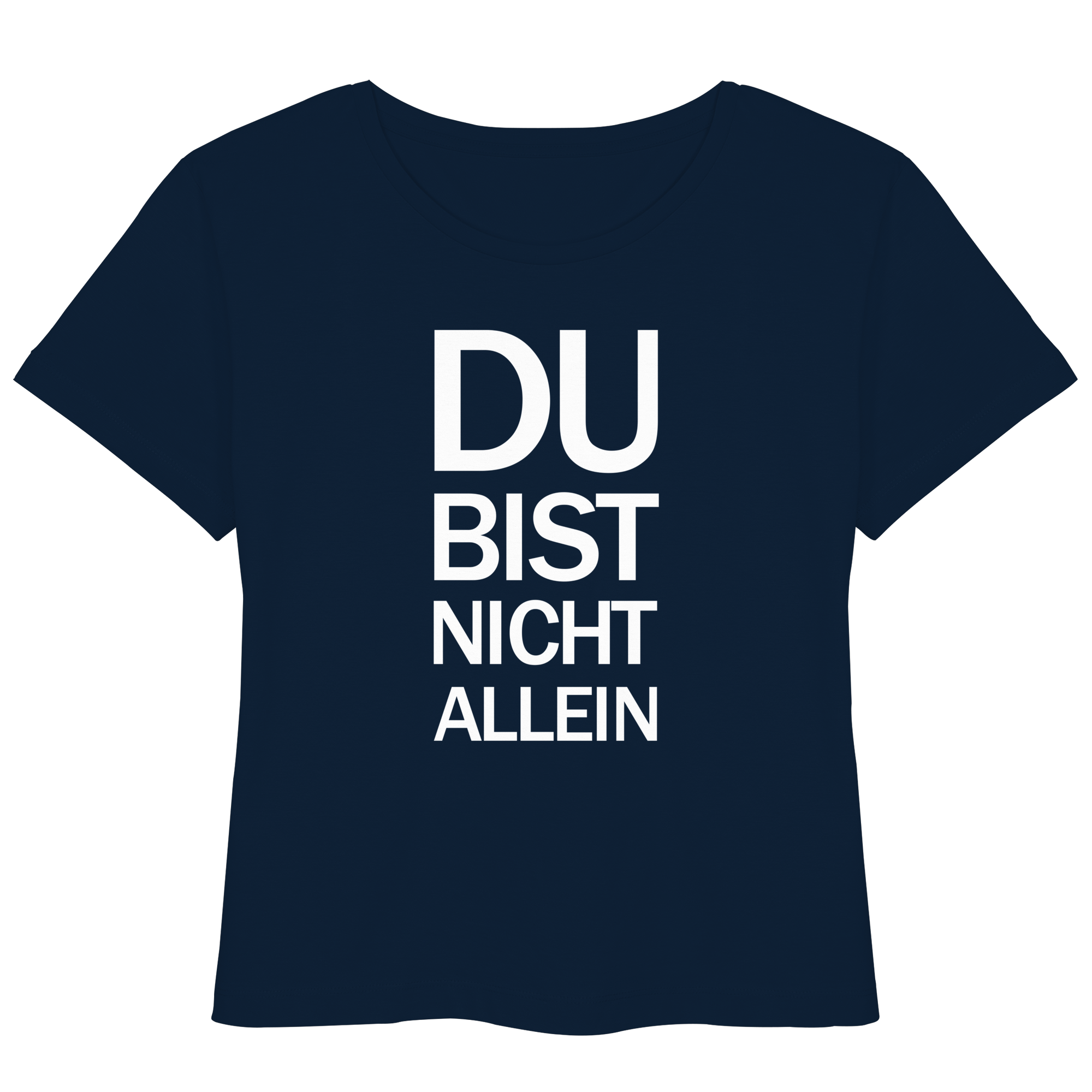 French Navy Womens Organic Lightweight T-Shirt mit dem weissen Aufdruck Du bist nicht allein