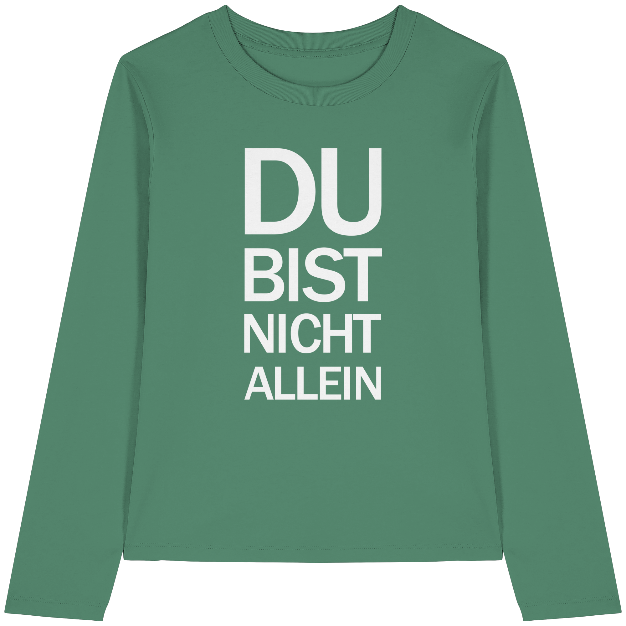 Green Bay Womens Organic Longsleeve T-Shirt mit dem weissen Aufdruck Du bist nicht allein