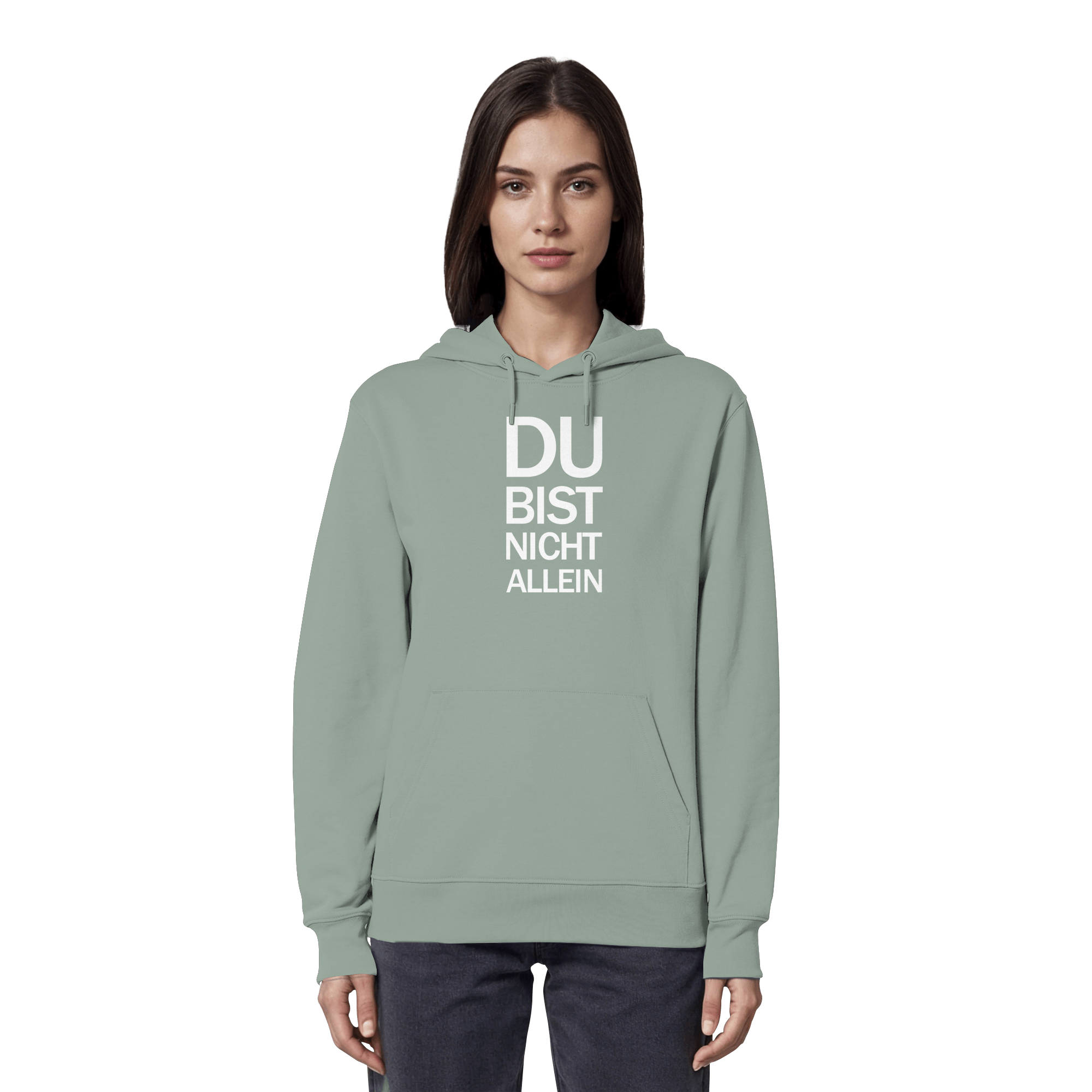 Aloe Organic Hoodie mit dem weissen Aufdruck Du bist nicht allein