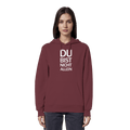 Burgundy Organic Hoodie mit dem weissen Aufdruck Du bist nicht allein