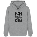 Heather Grey Bio-Womens-Hoodie B&C mit dem schwarzen Aufdruck Ich fahre trotzdem 